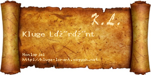 Kluge Lóránt névjegykártya